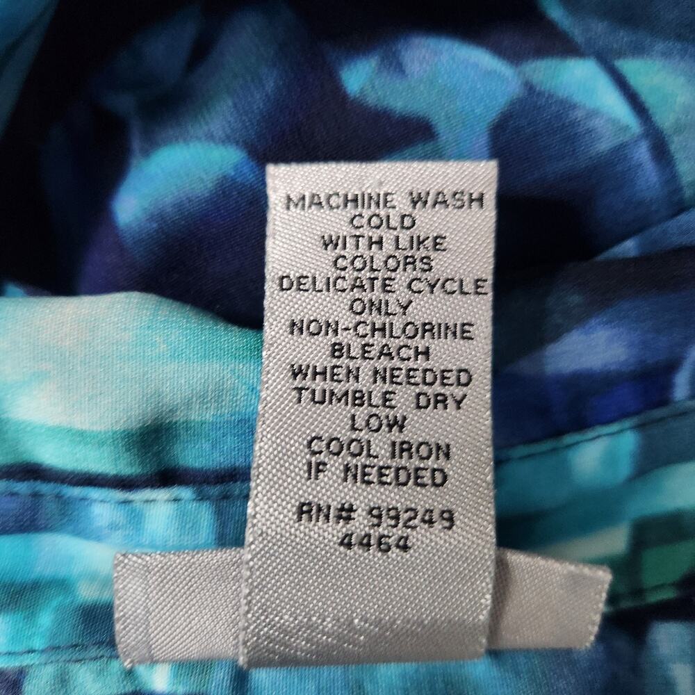 Catherine's Womens Blue Artsy Print Oversized Button Up Blouse Size 3X 26/28 - Picture 5 of 9